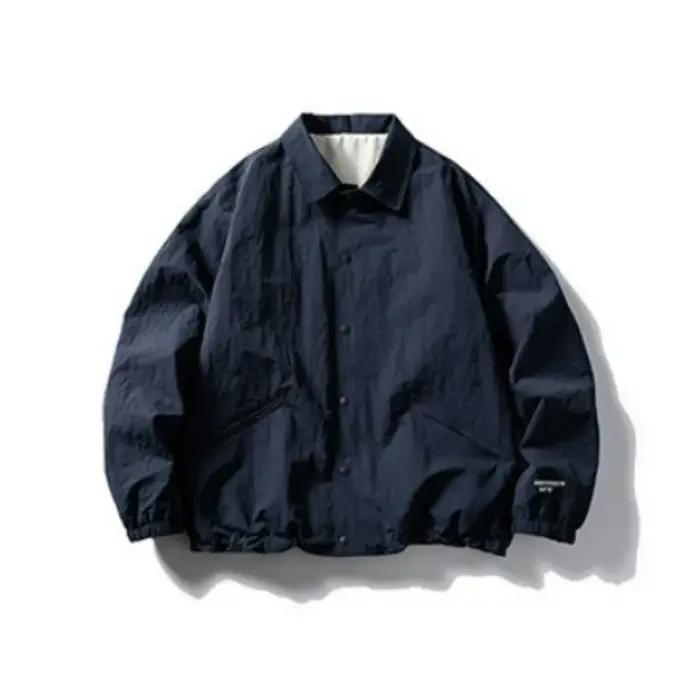 Veste Homme Printemps Automne Col Rabattu Manches Longues Fermeture Éclair Rétro Fine Ample Décontra