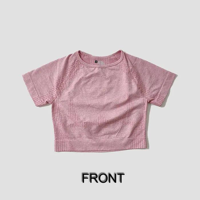 Haut yoga sans couture femme - Chemise courte manches courtes pour gymnastique et running