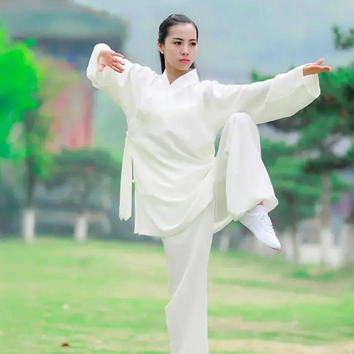 Vêtements TaiChi unisexes en lin et coton, vêtements d'entraînement respirants, vêtements d'arts mar