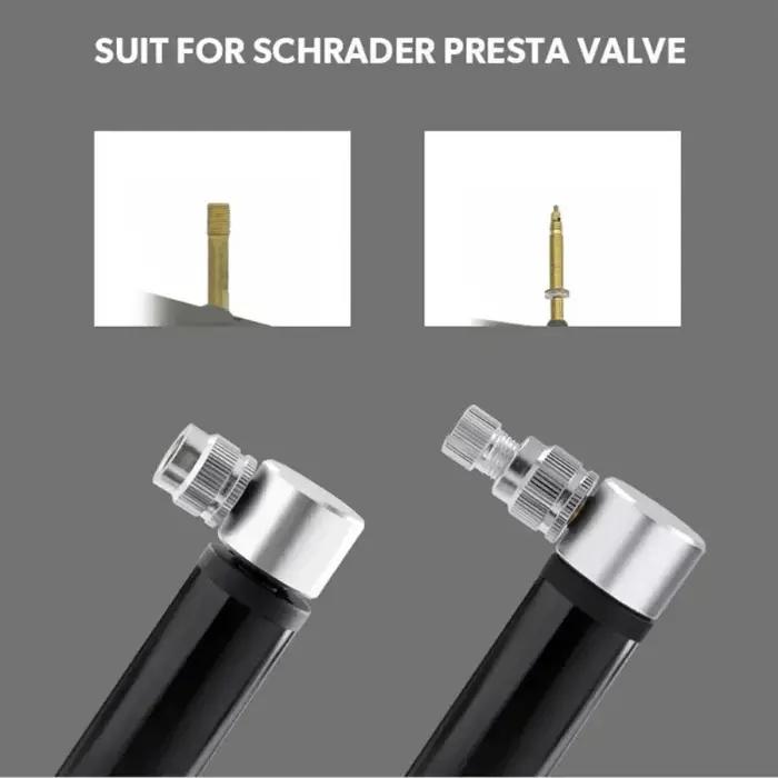 Mini pompe à vélo portable en alliage d'aluminium pour gonflage rapide de pneus de route et VTT avec valves Schrader et Presta