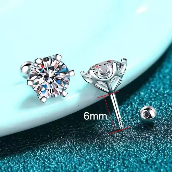 TY 0.3-2CT boucles d'oreilles Moissanite 925 en argent Sterling boucles d'oreilles rondes boucles d'