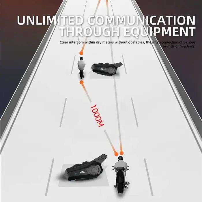 Oreillette Bluetooth X1 Plus pour Moto, appareil de communication pour casque, Intercom pour 2 motoc