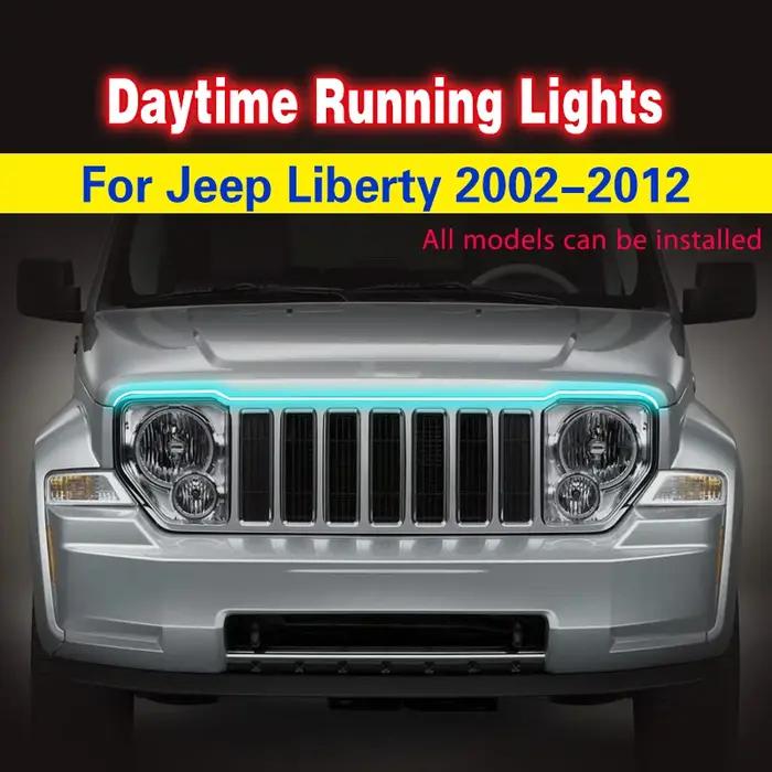 Clignotant de voiture LED DRL pour Jeep Pages 2002-2012, feux diurnes, bande lumineuse flexible étan
