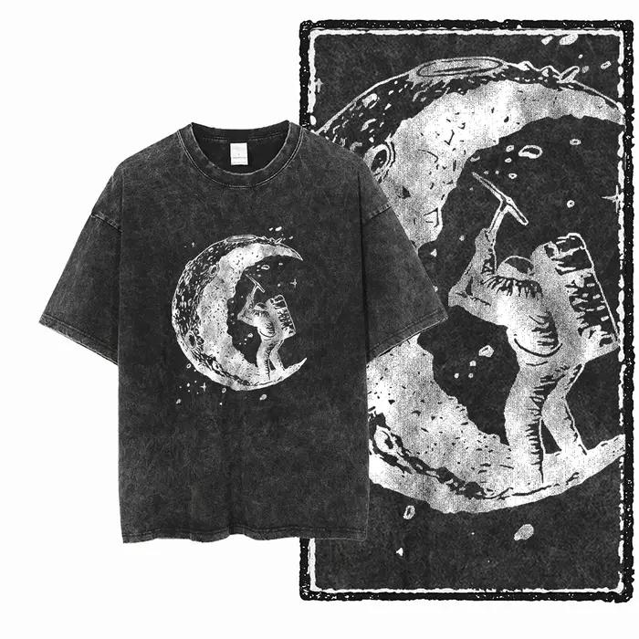 SA ASTRONAUT SPACE THEMES imprimé coton lavé à l'acide graphique unisexe t-shirt Cool Streetwear hom