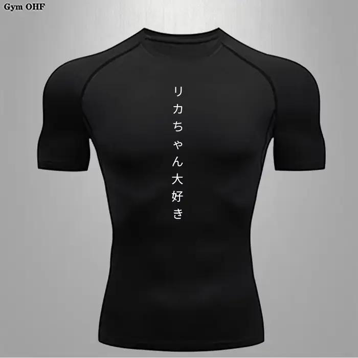 T-shirt de sport respirant à manches courtes pour hommes, séchage rapide, compression de compression