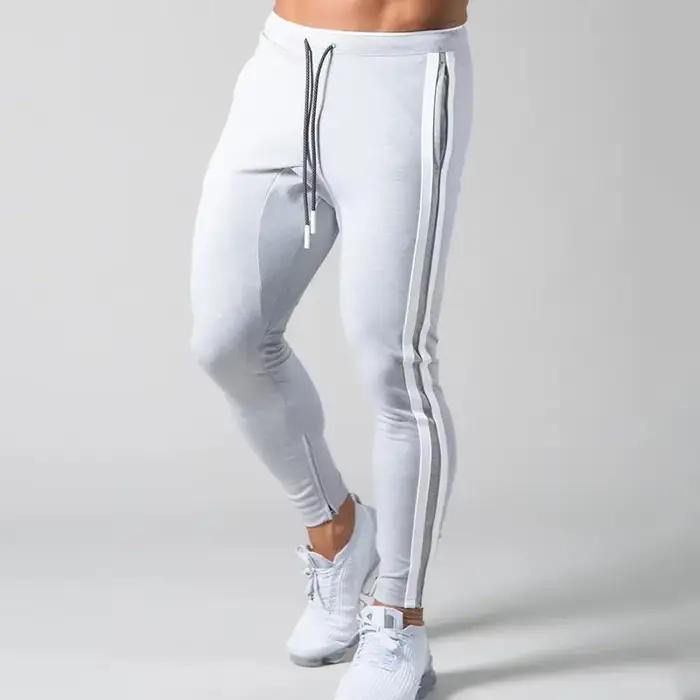 Pantalon de survêtement rayé slim pour homme avec cordon de serrage, taille élastique, fermeture écl