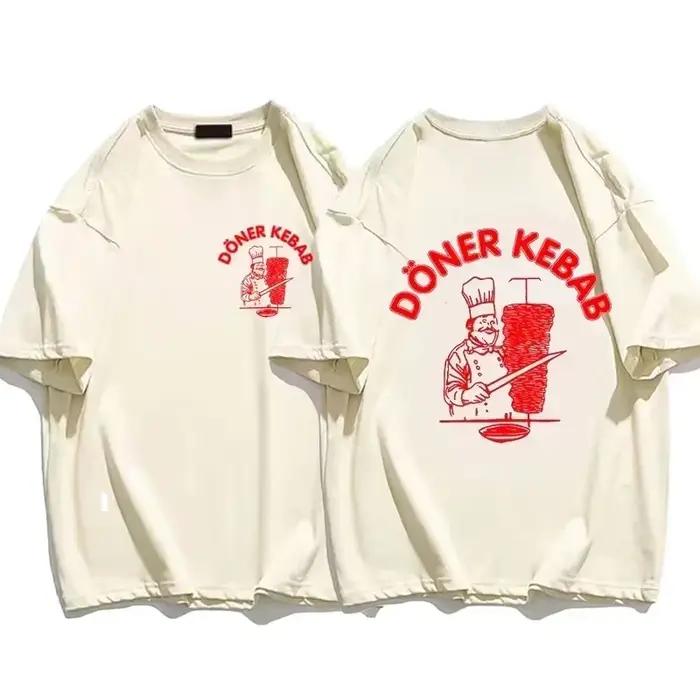 Économie sportifs à manches courtes pour femmes, imprimé Kebab, vêtements féminins purs, t-shirts dr