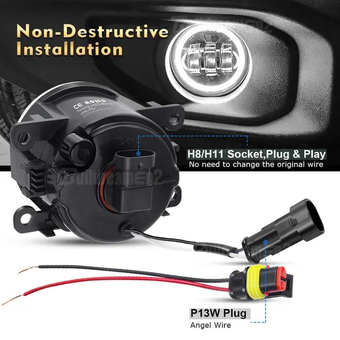 Ensemble de phares antibrouillard Angel Eye, 2 pièces, pour Ford Fiesta 2001 – 2015, lentille LED po