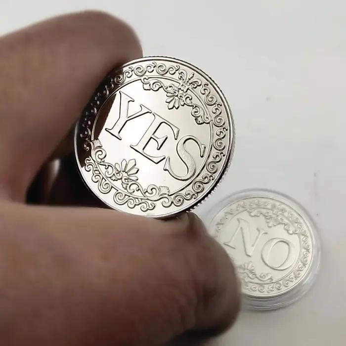 Pièce de monnaie de 25mm de diamètre, oui ou pas besoin de décision, Badge commémoratif, placage en