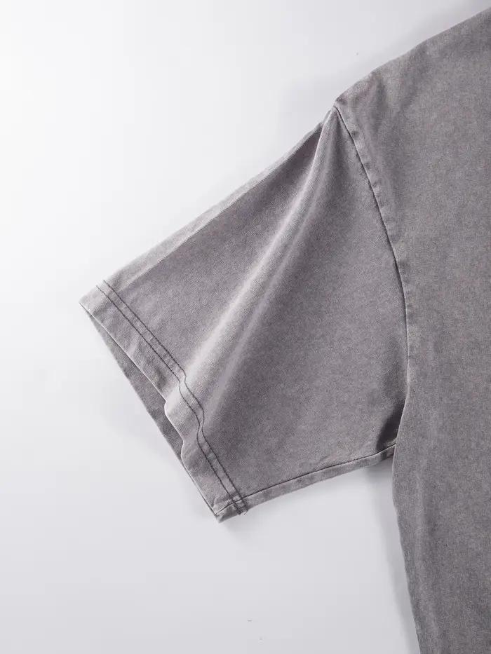 T-Shirts délavés à motif de plante pour hommes, en coton respirant, décontracté, doux, confortable,