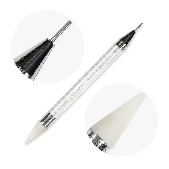 Stylo de cire blanc à double tête pour Nail Art, avec embellissement de diamant et sélecteur de stra