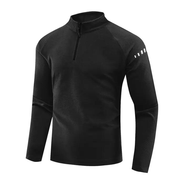 T-shirt réfléchissant à manches longues pour hommes, vêtements de sport, manteau noir respirant, pou