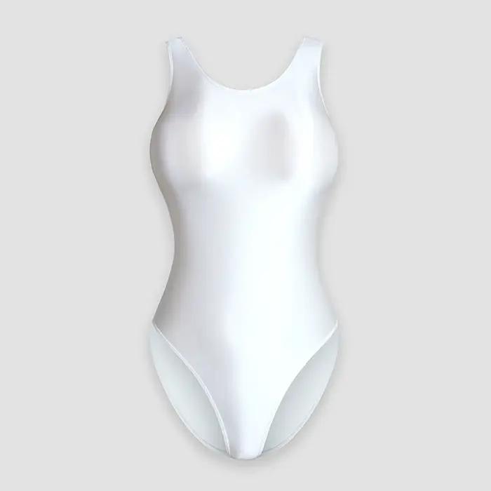 XClocKNYoung Combinaison de bain une pièce en satin brillant, soyeuse, à coupe haute, avec décolleté