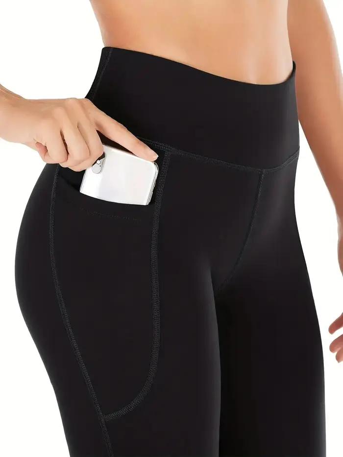 Pantalon évasé avec poches pour femmes - Yoga à jambes évasées et taille haute ventre plat