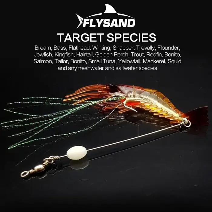 FLYSAND leurre à crevettes avec crochets leurres de pêche souples lumineux appâts à crevettes appâts