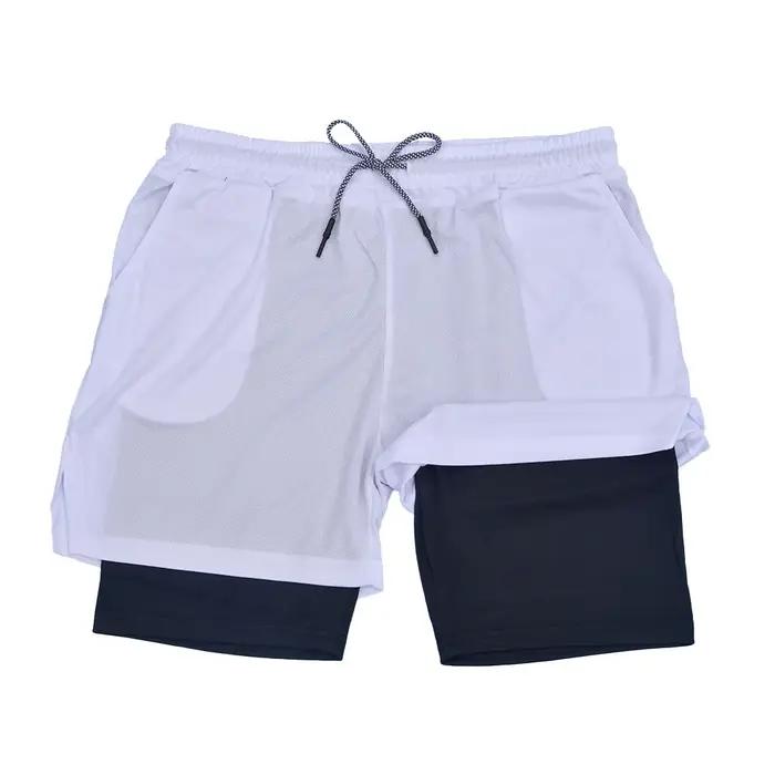 Short de Fitness Double couche pour hommes, short de sport 2 en 1, séchage rapide, entraînement, Jog