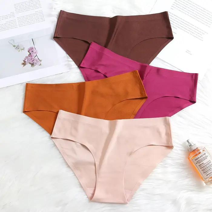 Culotte Femme Sexy Solide Sans Couture Sous-Vetements Féminins Taille Basse Élastique Slips Respirants Pour Dames Calecons Doux Lingerie Occasions Spéciales