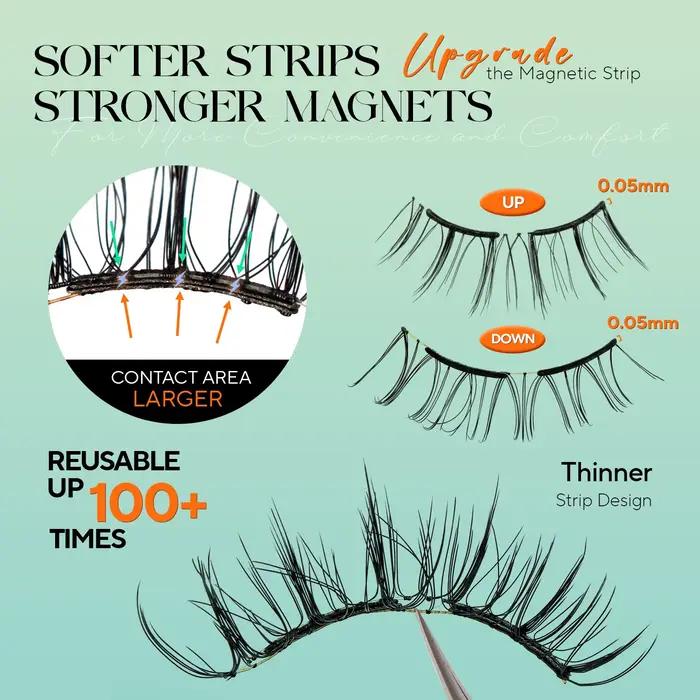 VYRILA cils magnétiques doux aucune colle nécessaire cils 3D d'aspect naturel réutilisables facile à