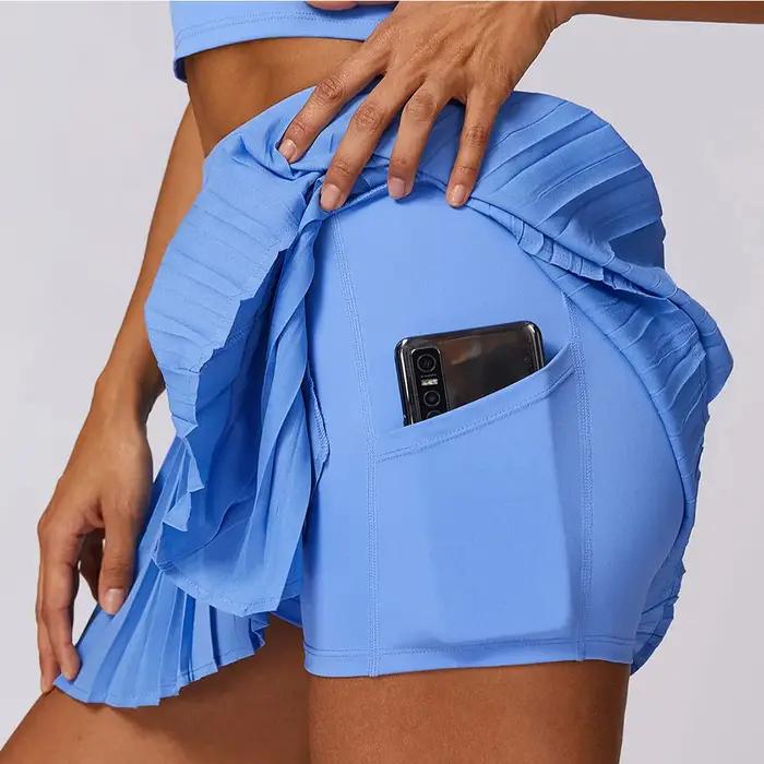 Jupe tennis femme poches plissée golf fitness short intégré - Vêtements sport