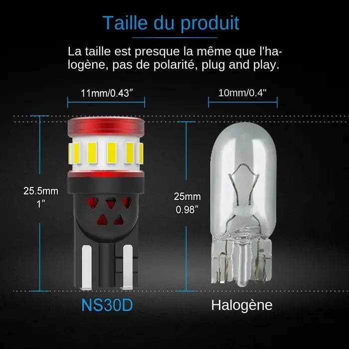 NAO W5W T10 LED lumières 5W5 Ultra lumineux Anti-erreur CANBUS Auto lampe 12V puce voiture intérieur plaques d'immatricu