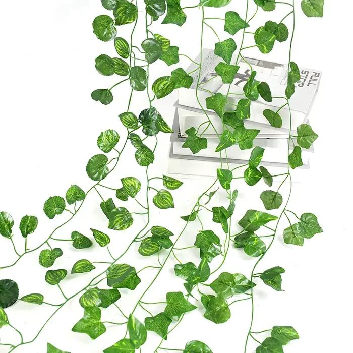 Guirlande de feuilles de lierre vert artificielles de 2.1M, vigne murale suspendue en soie, décorati