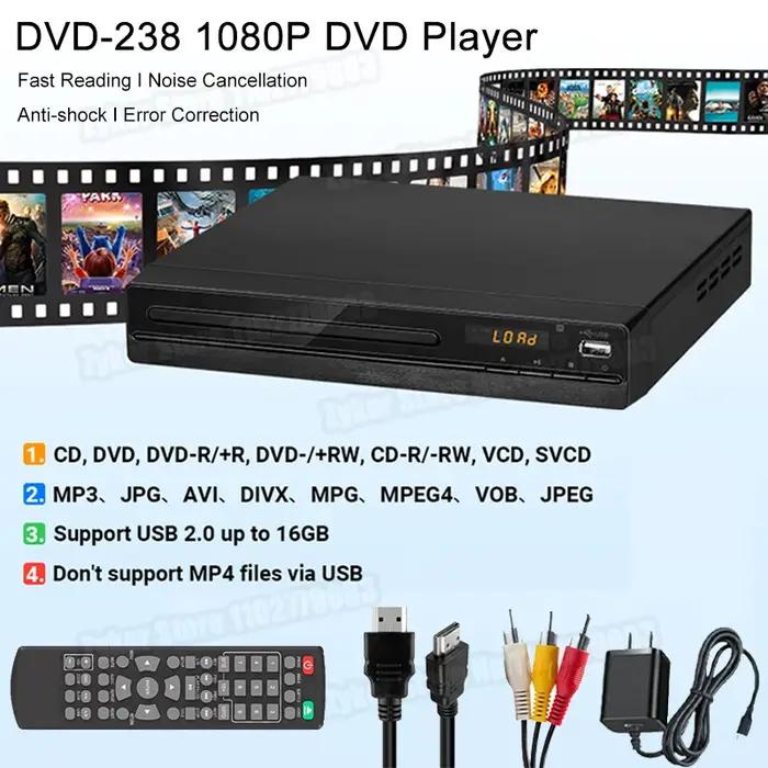 Lecteur DVD DVD 238 1080P HD lecteur DVD multimédia à domicile lecteur DVD boîte pour TV lecteurs CD