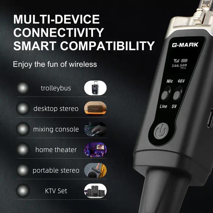 Système de Microphone sans fil G-MARK GX1.1, adaptateur XLR UHF, transmetteur et récepteur Audio à 1