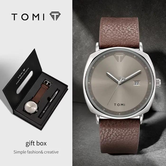 TOMI nouveau 2 pièces de luxe hommes d'affaires montre coffret cadeau Simple et décontracté hommes c