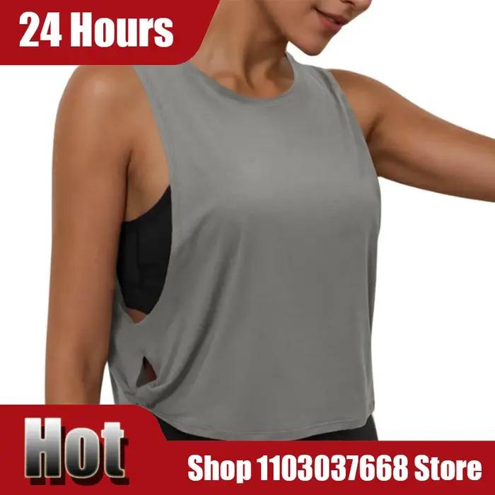 Femmes sans manches dessus de Yoga course débardeur court haut court gilet athlétique chemisier resp