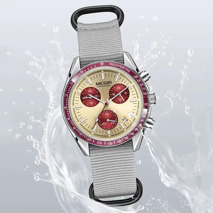 MEGIR nouvelles montres de luxe pour hommes toile tissage bracelet Sport automatique chronographe Qu