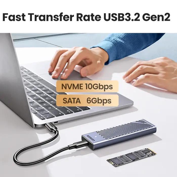 UGREEN – adaptateur de boîtier M.2 NVMe SATA SSD, 10Gbps USB 3.2 Gen2 USB C, prend en charge les clé