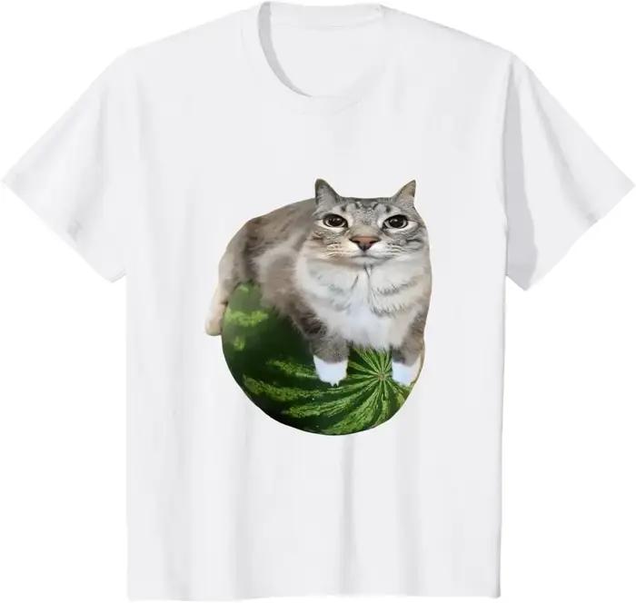 Années 90 Y2k pastèque chat chat idiot Meme T-Shirt une hilarante chemise imprimée pastèque est un h
