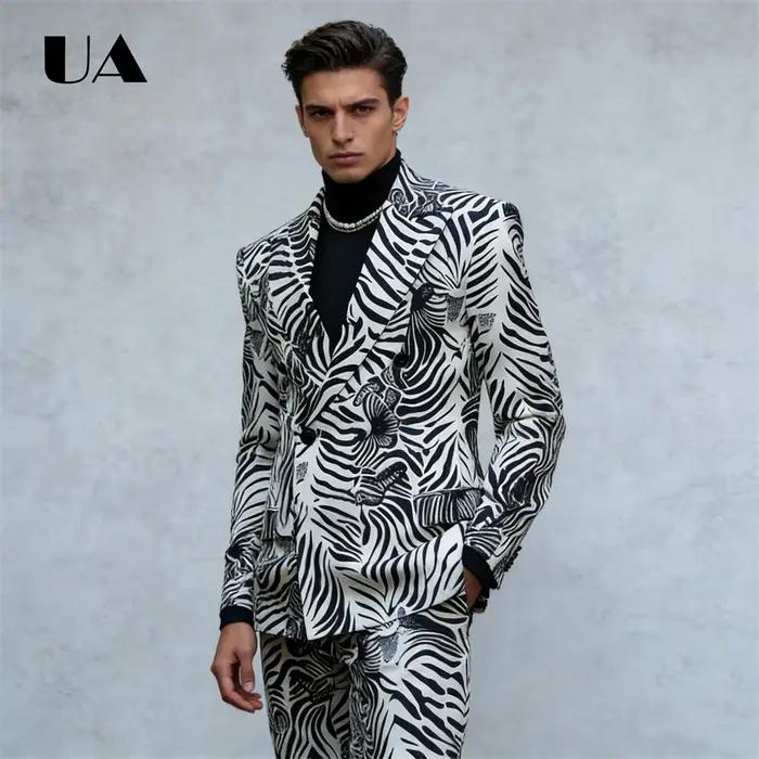 Costume deux pièces imprimé zèbre, costume formel 2 pièces pour hommes pour bal de promo, Costume de