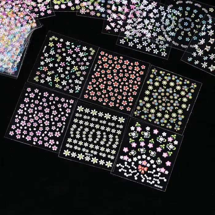 Autocollants pour ongles 3D, fleurs de cerisier, Rose, marguerite, 20/30/60/70/90 pièces, mignon, cœ