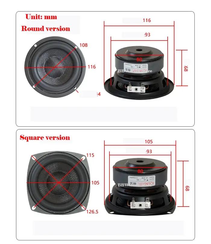 Caisson de basses de 4 pouces, unité de haut-parleur HIFI, bassin tissé en fibre de verre, basse pro