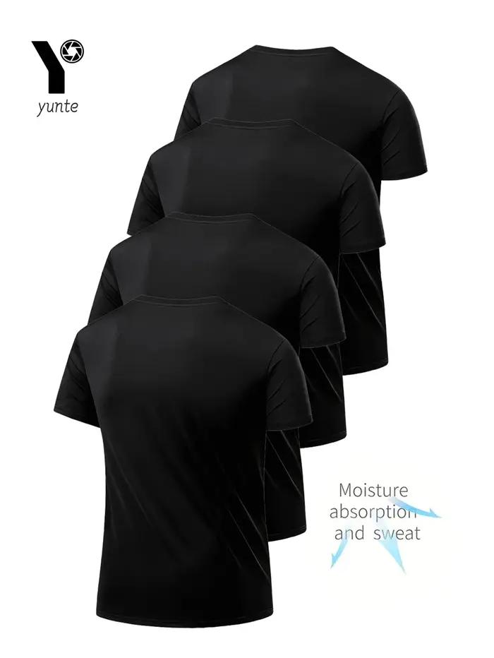 T-shirt col rond noir ultraléger pour hommes, séchage rapide, respirant, absorbant la sueur, adapté