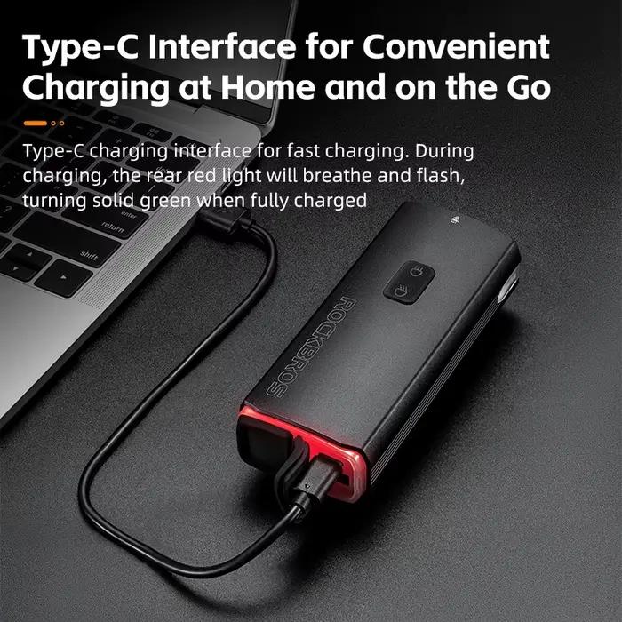 ROCKBROS 3000LM lumière de vélo type-c charge lampe avant 10000mAh lumière de vélo IPX6 alliage d'al