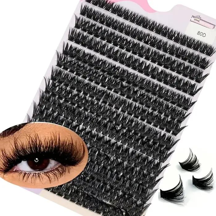 Faux cils grappes DIY, 14 rangées d'imitation de fourrure de vison vrais cils et faux, extension de