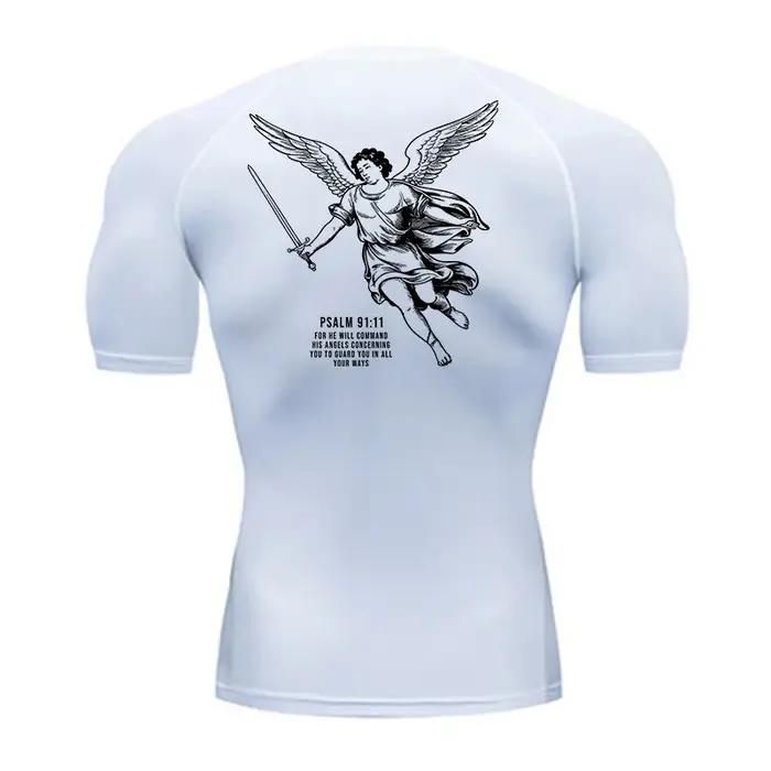 T-shirt athlétique homme séchage rapide compression graphique angel chrétien sport