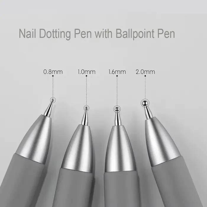 Stylo à bille 5 en 1 pour Nail Art, Type presse, taille multi-têtes, pointe ondulée/taches/perceuse