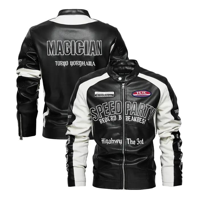 Veste de course en simili cuir, vestes de course de motard surdimensionnées, Streetwear unisexe