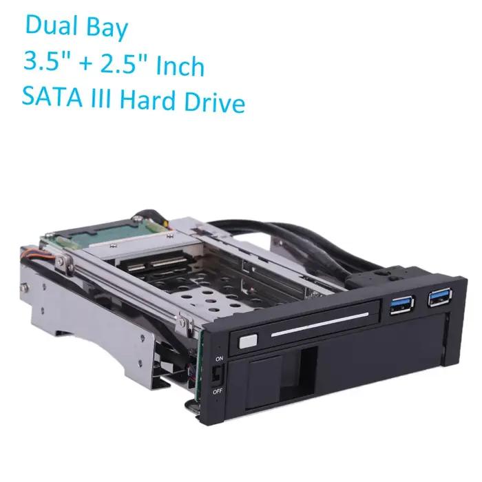 Double baie 3.5 "2.5" SATA III disque dur HDD et SSD plateau Caddy interne Mobile support boîtier St