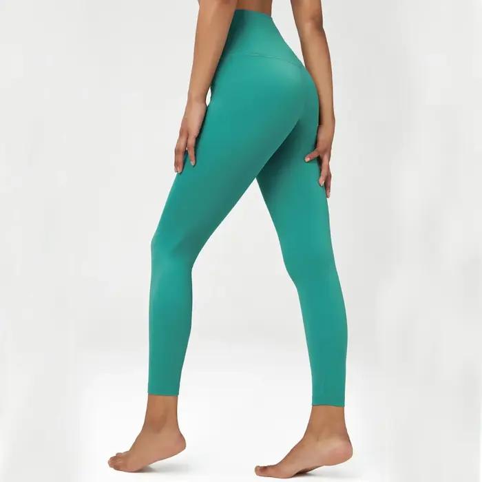 Pantalon de yoga extensible et doux pour femme, couleur unie, tissu doux, taille haute, legging de s