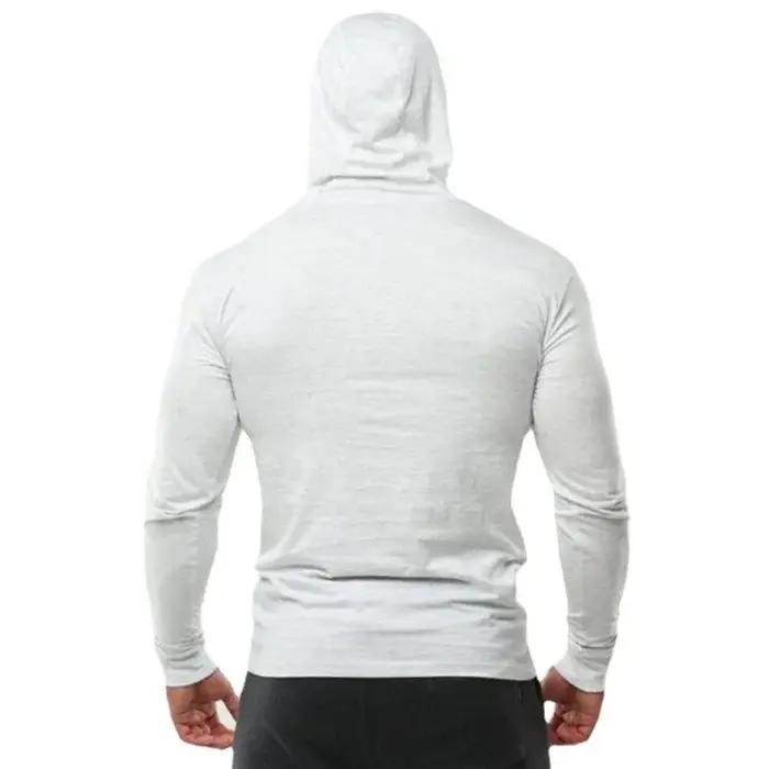 Automne coton respirant décontracté à capuche T-Shirts hommes coupe ajustée à manches longues chemis