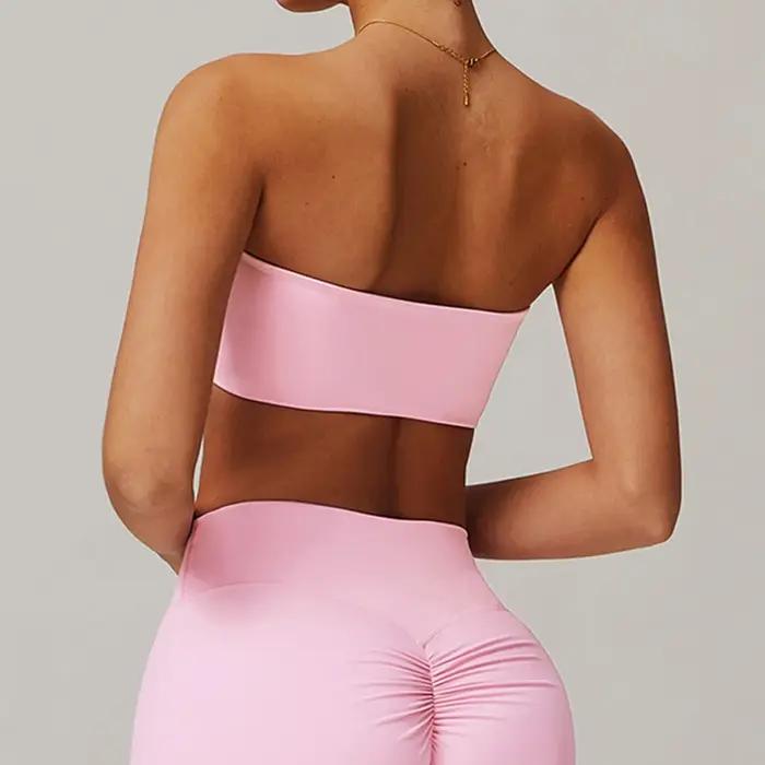 Soutien-gorge sport femme sans bretelles bustier bandeau haut fitness yoga respirant enveloppant activité intense yoga pilates femme