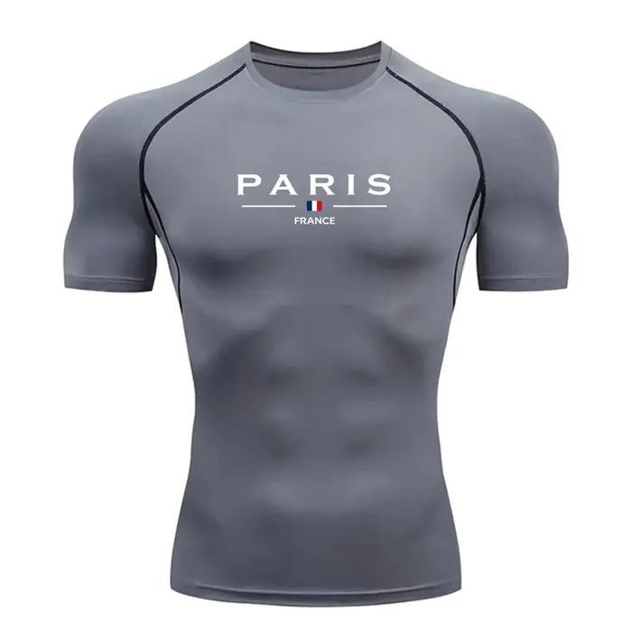 Vêtements de sport pour hommes, t-shirt de sport à manches courtes respirant et hautement élastique
