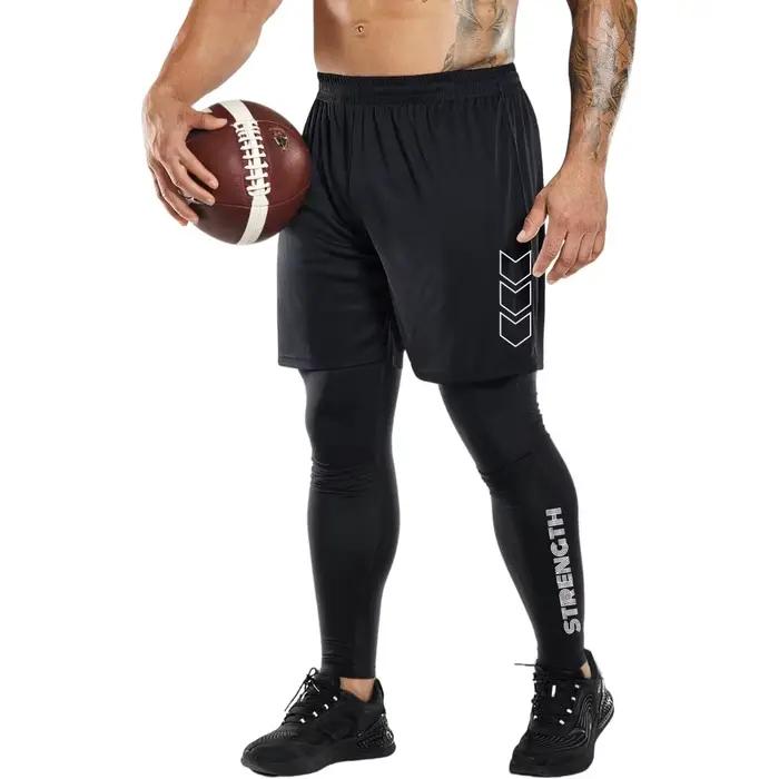 Pantalon de sport compression 2 en 1 hommes - Jogging course fitness séchage rapide