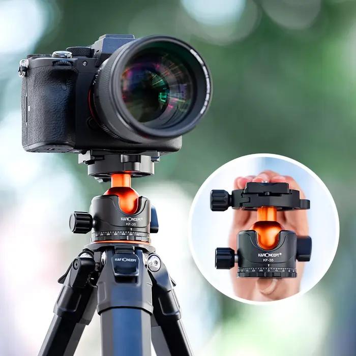 K&F CONCEPT Tête sphérique pour trépied professionnel 360 ° Rotation panoramique 1/4" à 3/8" adapt