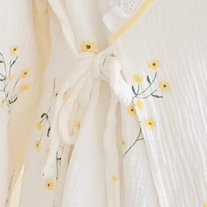 Robe de maternité en gaze de coton, kimono fin, pyjama d'allaitement pour la grossesse, post-partum,