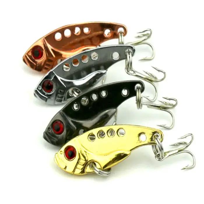 1 pièces 3.5 cm 3.5g cuillère en métal Wobbler leurre de pêche basse triple avec 3 crochets VIB plom